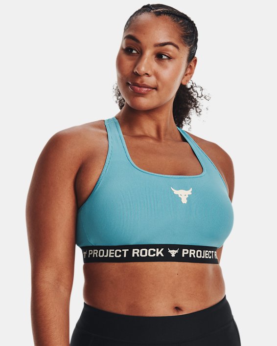 Women's Project Rock Crossback Training Ground Sports Bra in Blue image number 3